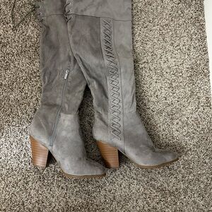 Journee Collection Gray Over the Knee Boots
